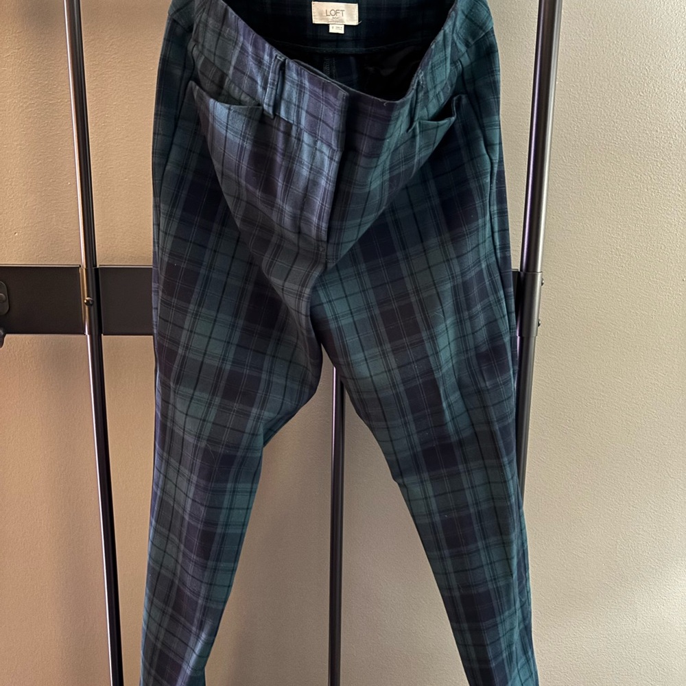 LOFT Women’s Checkered Pants - Navy and Black